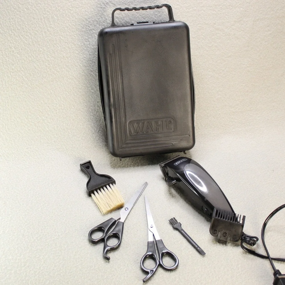 Wahl Hair Clipper Grooming Kit Mens Black Good Corded With Case Scissors Tested